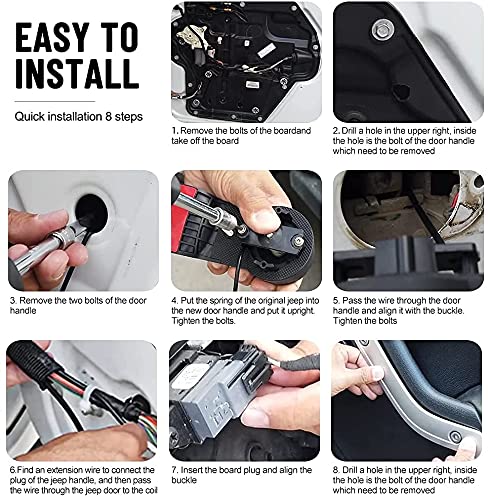 AL4X4 ドアハンドルキット ジープラングラーJKJKU 2007-2018 に適用する ボタンを押さないで外部ハンドル(黒、5PCS)