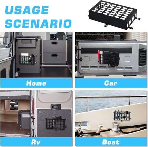 ース ユニバーサルメタルカーストレージボックス スモールカーゴポケット モールパネルフレームストレージシステム 車 トラック RV ボート ホームストレージ用 ブラック