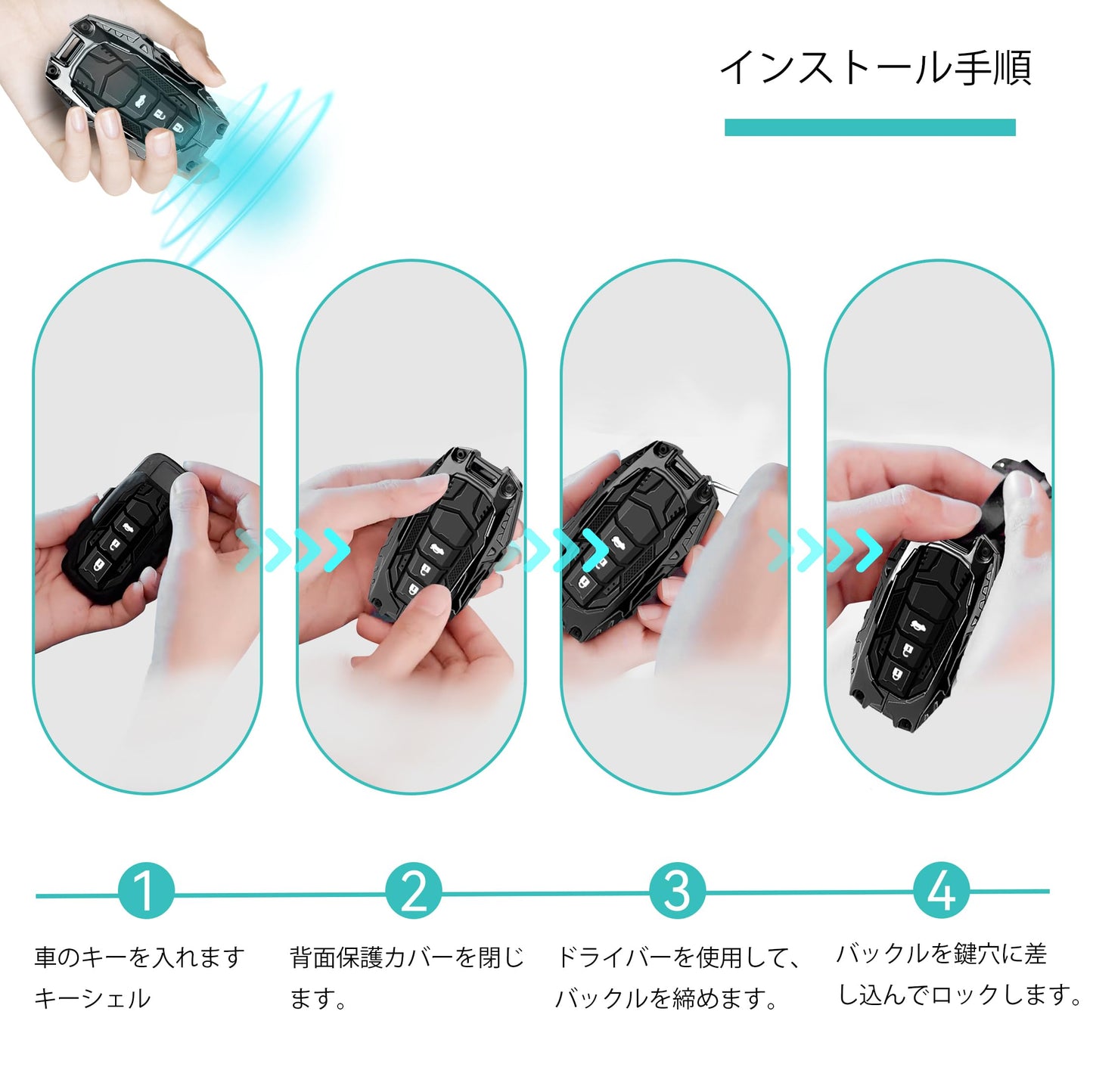 MAIKER OFF ROAD トヨタに対応するメタルキーフォブカバーケース、トヨタに対応する亜鉛合金製キーチェーン、2019年から2024年までのVenza&RAV4 Prime&Land Cruiser&Fortuner&Grand Highlander&Corolla Cross&Hilux