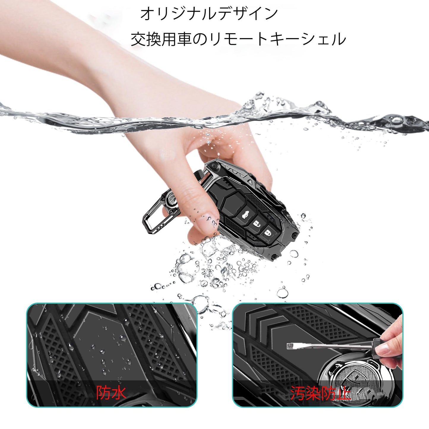 MAIKER OFF ROAD トヨタに対応するメタルキーフォブカバーケース、トヨタに対応する亜鉛合金製キーチェーン、2019年から2024年までのVenza&RAV4 Prime&Land Cruiser&Fortuner&Grand Highlander&Corolla Cross&Hilux