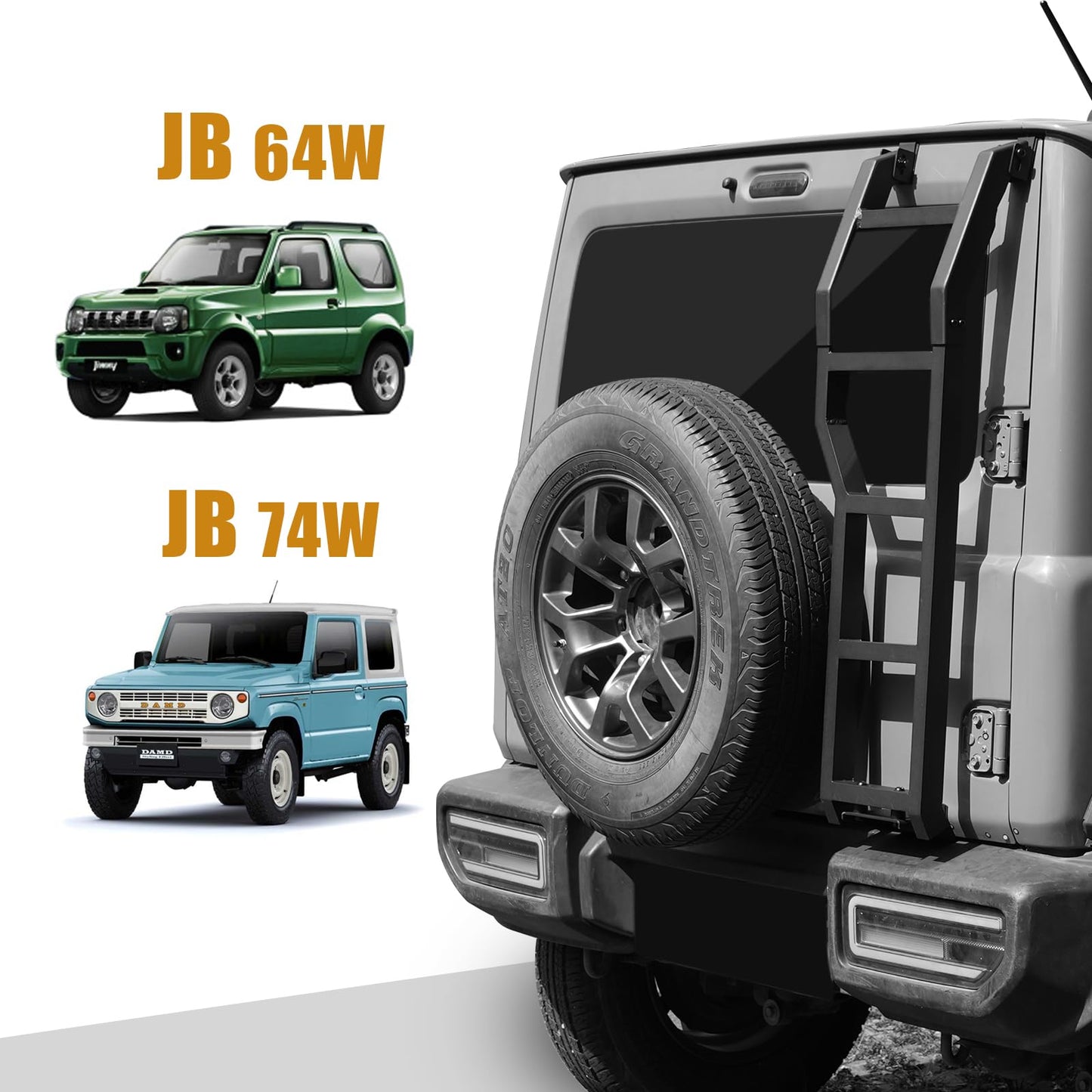 FUNY 適合ジムニー リアラダー JB64 ジムニーシエラ JB74 ラダー アルミ製 軽量 梯子 はしご ブラック アウトドア キャンプ スポーツ