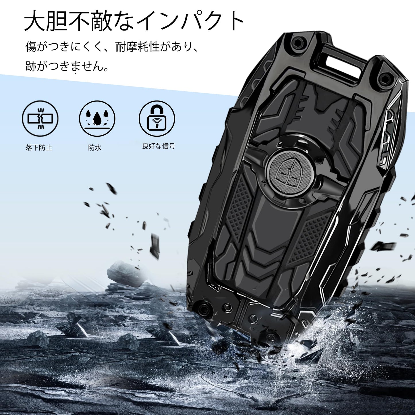 MAIKER OFF ROAD トヨタに対応したメタルキーフォブカバーケースプロテクター、トヨタ2020-2024ハイランダー2018-2024 RAV4カムリC-HRコロラアバロンプリウスGT86に対応した亜鉛合金キーチェーン