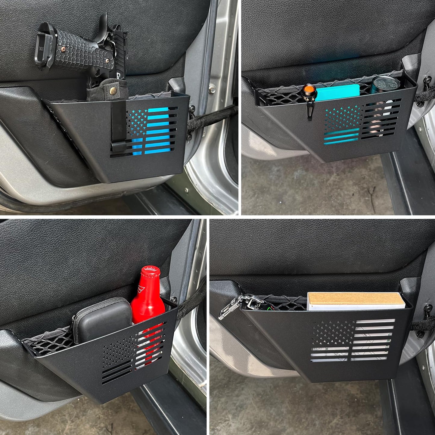 金属製リアドア収納ボックス、ドアサイドインサートオーガナイザーボックスポケット、2007-2018 Jeep Wrangler JK 4ドア用 2個(ブラック)