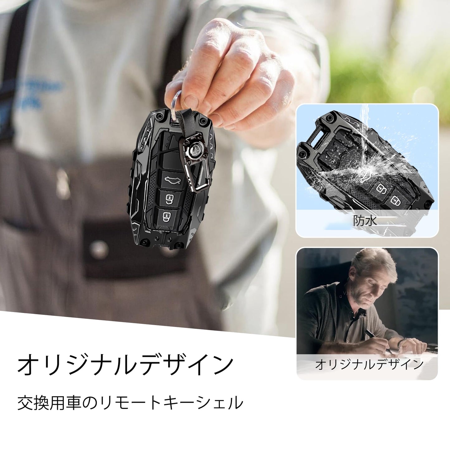 MAIKER OFF ROAD トヨタに対応したメタルキーフォブカバーケースプロテクター、トヨタ2020-2024ハイランダー2018-2024 RAV4カムリC-HRコロラアバロンプリウスGT86に対応した亜鉛合金キーチェーン