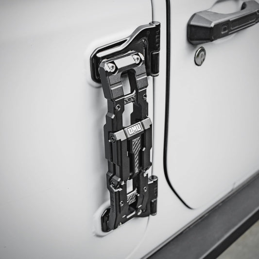 ドアヒンジステップアルミ折りたたみフットペダルJeep Wrangler 2007-2018 JK JKU、2018-2023 JL JLU JTに対応ブラック