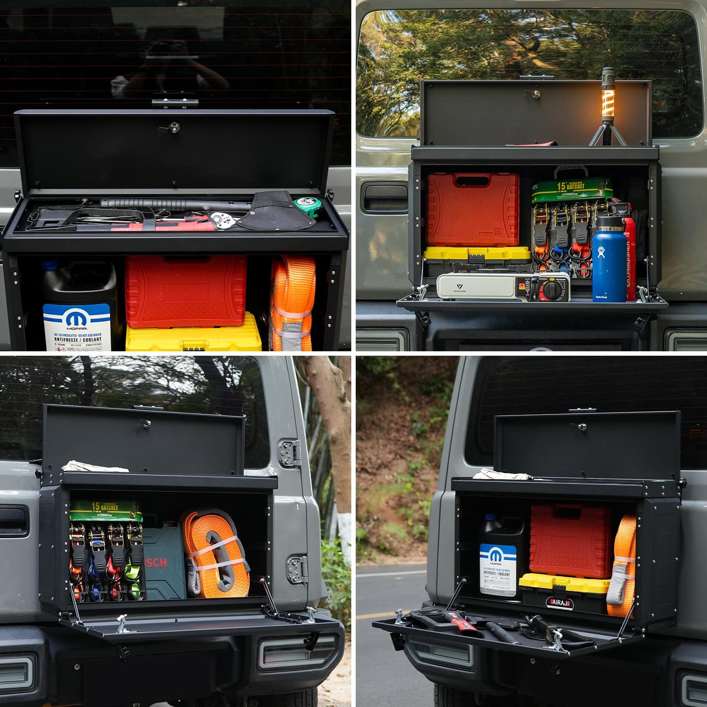 テールゲート収納ロックボックスオーガナイザー スズキジムニー 対応] JB64 JB74 用、車用テールゲートツールボックス収納ボックス